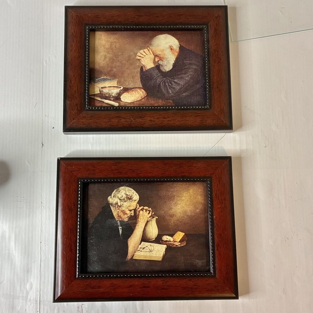 Grace & Gratitude Set 9X7 Hand-finished Framed Prints Wood Vintage Frame